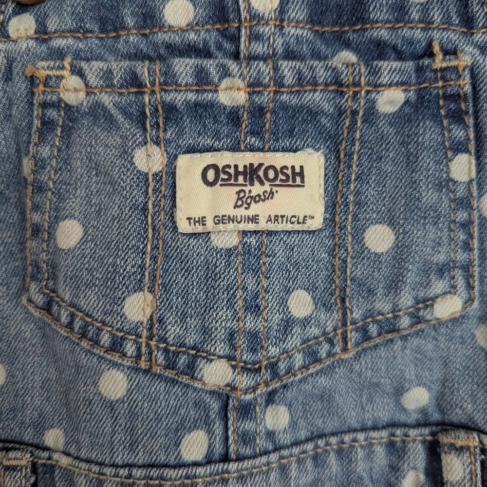 Oshkosh B'gosh Polka Dot Overalls Size 18 Month. Blue Denim With White Polka Dot